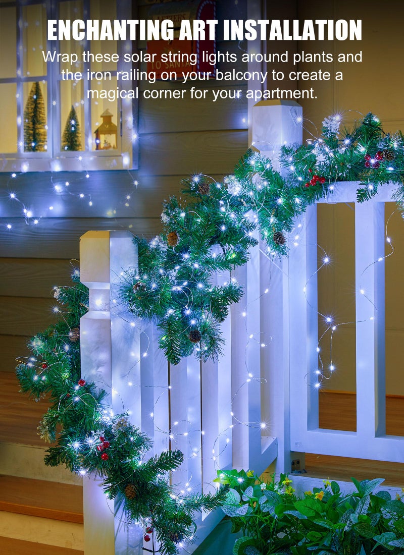 Brightown Outdoor Solar String Lights, 2 Pack 33 Feet 100 Led Solar Powered Fairy Lights with 8 Modes Waterproof Decoration Copper Wire Light for Patio Yard Trees Christmas Wedding Party (Pure White) - Image 4